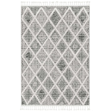 Homeroots 39 x 59 in. Polyester Diamonds Area Rug with Fringe, Charcoal 375666